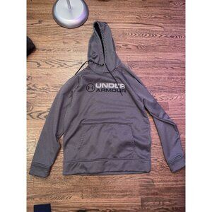 Under Armour Men's Fleece Hoodie Wordmark Logo Gray White Black Size M